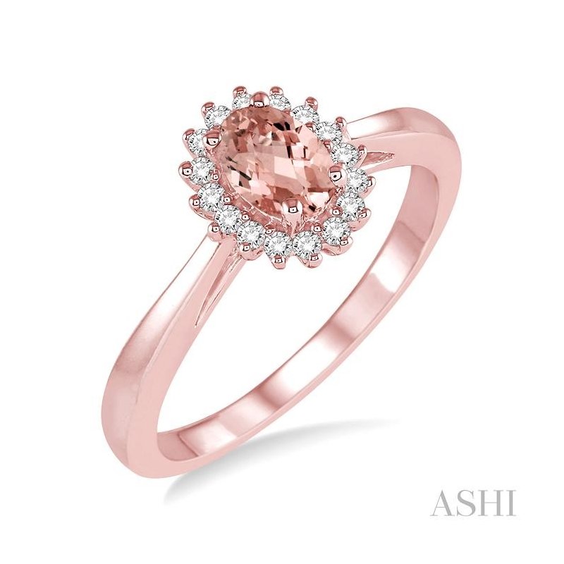 ASHI Oval Shape Gemstone & Halo Diamond Ring 40788PPTXMOPG