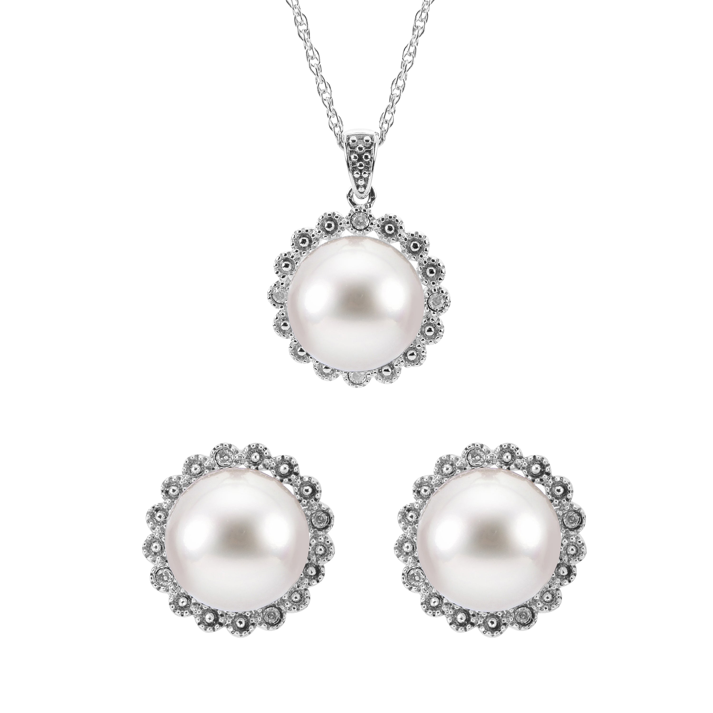 Parkplace Pearls Sterling Silver Freshwater Pearl Set 646786/BXD