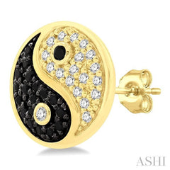 ASHI Yin Yang Petite Black Diamond Fashion Earrings 646F6PPTSERYG