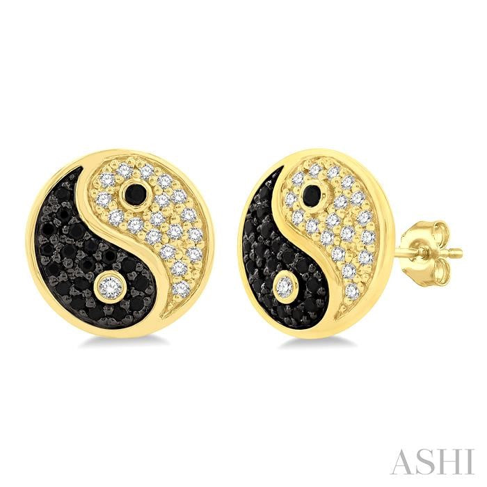 ASHI Yin Yang Petite Black Diamond Fashion Earrings 646F6PPTSERYG