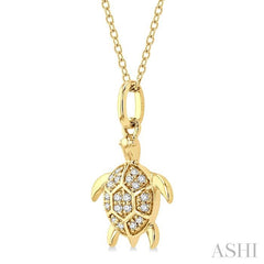 ASHI Turtle Petite Diamond Fashion Pendant 646H9PPTSPDYG