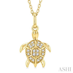 ASHI Turtle Petite Diamond Fashion Pendant 646H9PPTSPDYG