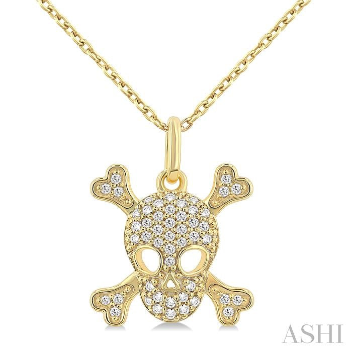 ASHI Skull Petite Diamond Fashion Pendant 646U8PPTSPDYG