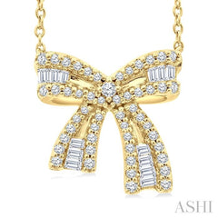 ASHI Bow Petite Diamond Fashion Pendant 646W5PPFGPDYG