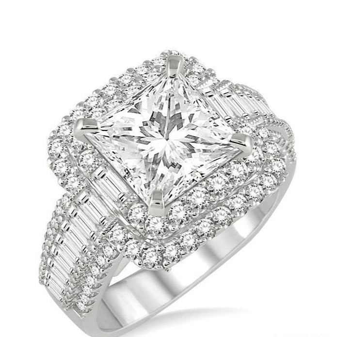 Parkplace Jewelers Princess Shape Semi-Mount Halo Diamond Engagement Ring 18250PPFRWG-SM-1.95