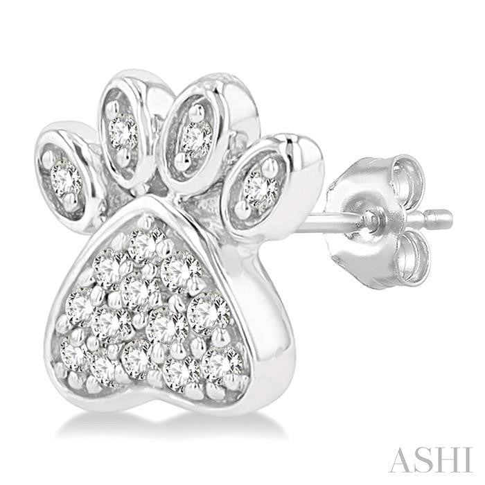 ASHI Dog Paw Petite Diamond Fashion Earrings 647D8PPTSERWG