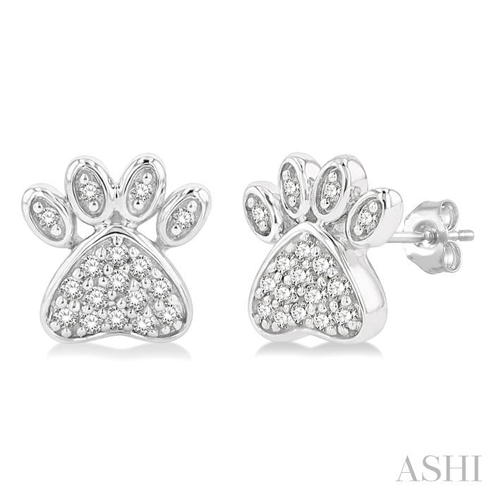 ASHI Dog Paw Petite Diamond Fashion Earrings 647D8PPTSERWG