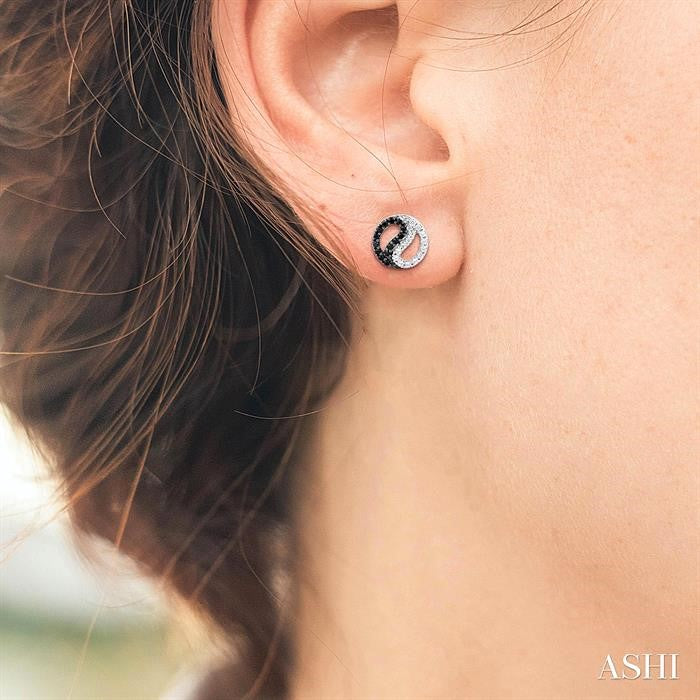 ASHI Yin Yang Petite Black Diamond Fashion Earrings 647F7PPTSERWG
