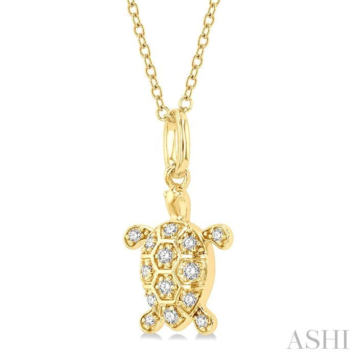 ASHI Turtle Petite Diamond Fashion Pendant 647H8PPTSPDYG