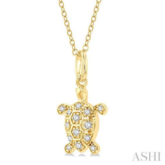 ASHI Turtle Petite Diamond Fashion Pendant 647H8PPTSPDYG