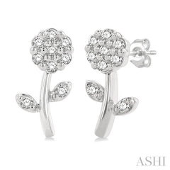 ASHI Flower Petite Diamond Fashion Earrings 647L8PPTSERWG