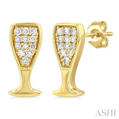 ASHI Champagne Glass Petite Diamond Fashion Earrings 647M8PPTSERYG