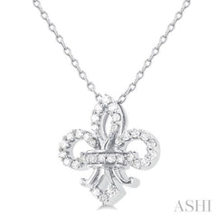 ASHI Fleur De Lis Petite Diamond Fashion Pendant 647P8PPTSPDWG
