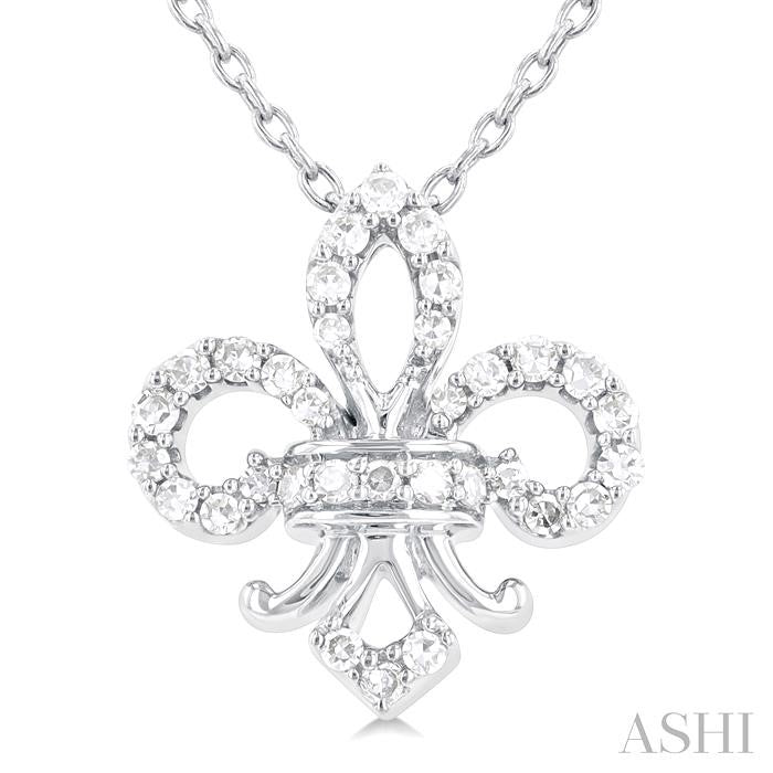 ASHI Fleur De Lis Petite Diamond Fashion Pendant 647P8PPTSPDWG