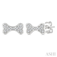 ASHI Dog Bone Petite Diamond Fashion Earrings 647W8PPTSERWG