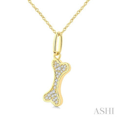 ASHI Dog Bone Petite Diamond Fashion Pendant 647W8PPTSPDYG