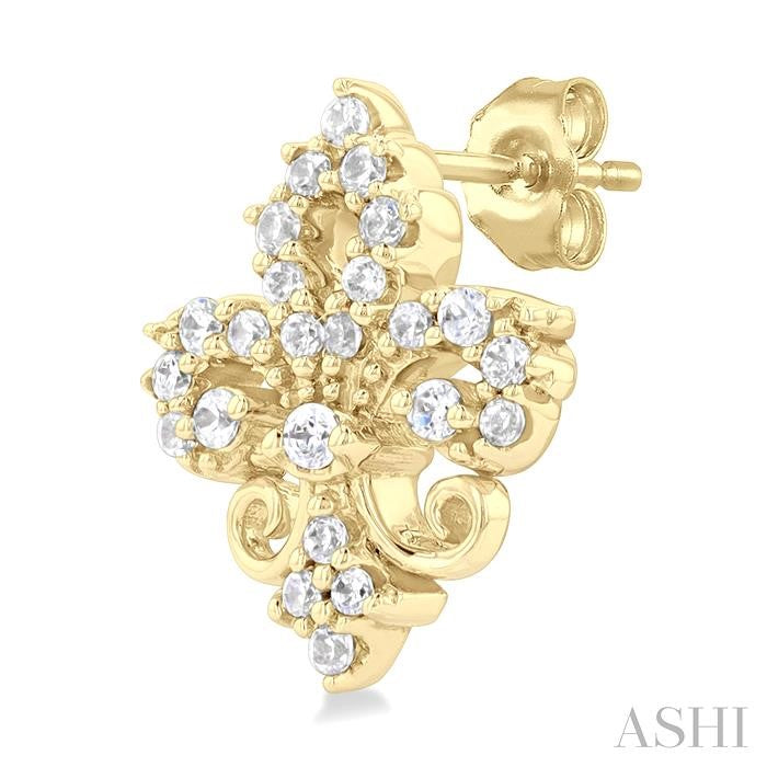 ASHI Fleur De Lis Petite Diamond Fashion Earrings 648P7PPTSERYG