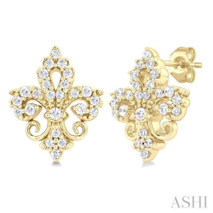 ASHI Fleur De Lis Petite Diamond Fashion Earrings 648P7PPTSERYG