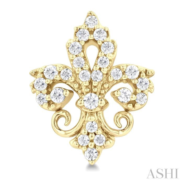ASHI Fleur De Lis Petite Diamond Fashion Earrings 648P7PPTSERYG