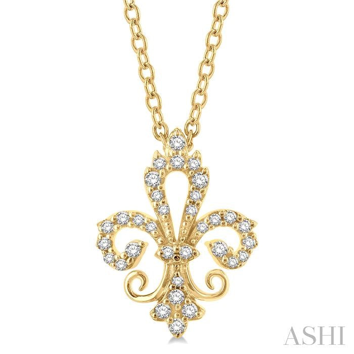 ASHI Fleur De Lis Petite Diamond Fashion Pendant 648P8PPTSPDYG