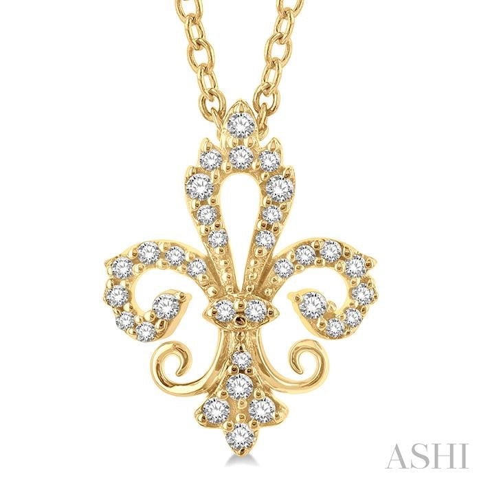ASHI Fleur De Lis Petite Diamond Fashion Pendant 648P8PPTSPDYG