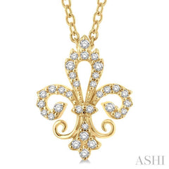 ASHI Fleur De Lis Petite Diamond Fashion Pendant 648P8PPTSPDYG