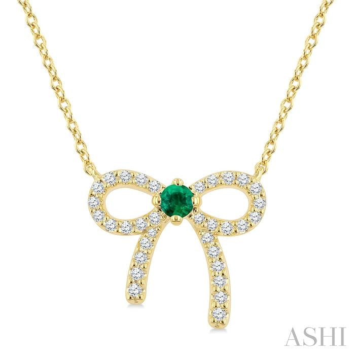 ASHI Bow Petite Gemstone Diamond Fashion Pendant 648V8PPTGPDEMYG