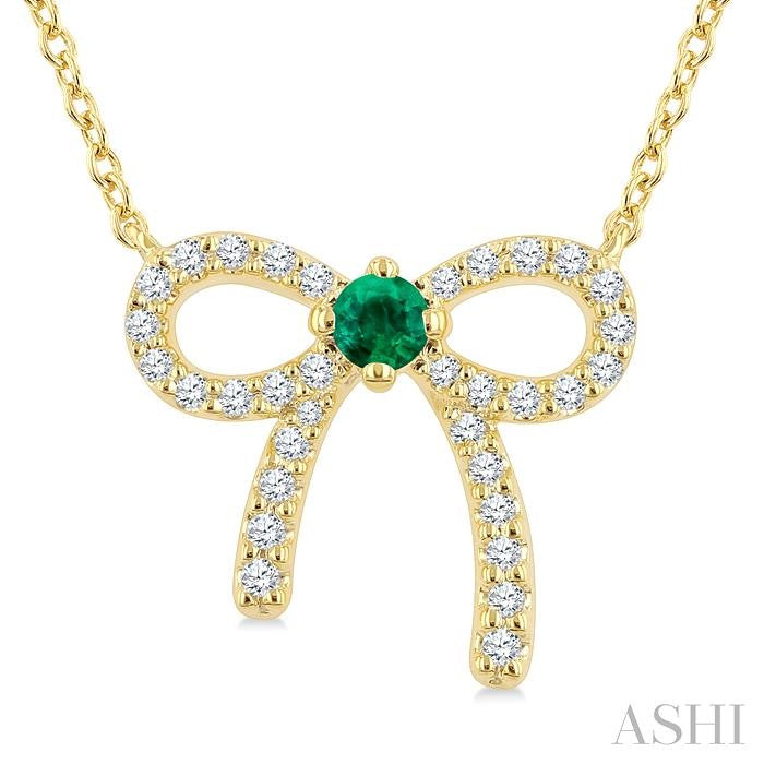 ASHI Bow Petite Gemstone Diamond Fashion Pendant 648V8PPTGPDEMYG