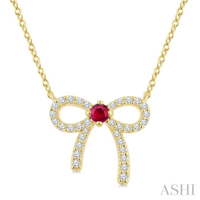 ASHI Bow Petite Gemstone Diamond Fashion Pendant 648V8PPTGPDRBYG
