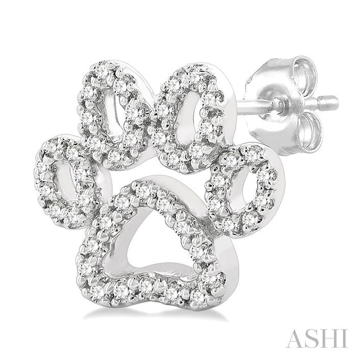 ASHI Dog Paw Petite Diamond Fashion Earrings 649D6PPTSERWG