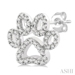 ASHI Dog Paw Petite Diamond Fashion Earrings 649D6PPTSERWG