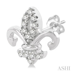 ASHI Fleur De Lis Petite Diamond Fashion Earrings 649P8PPTSERWG