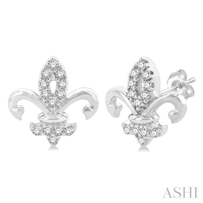 ASHI Fleur De Lis Petite Diamond Fashion Earrings 649P8PPTSERWG