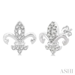 ASHI Fleur De Lis Petite Diamond Fashion Earrings 649P8PPTSERWG