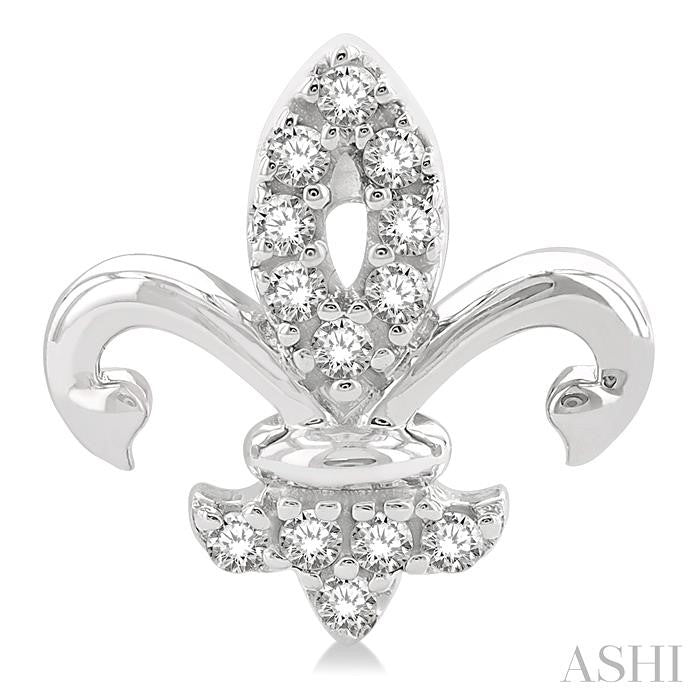 ASHI Fleur De Lis Petite Diamond Fashion Earrings 649P8PPTSERWG