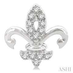 ASHI Fleur De Lis Petite Diamond Fashion Earrings 649P8PPTSERWG