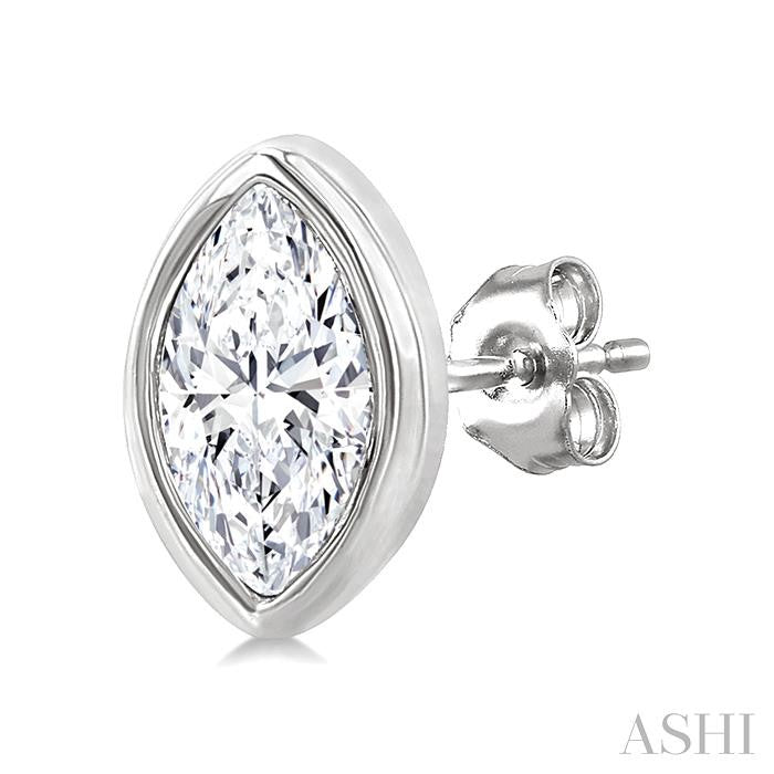 ASHI Marquise Shape Bezel Set Petite Diamond Fashion Earrings 649S7PPTGERWG-MQ