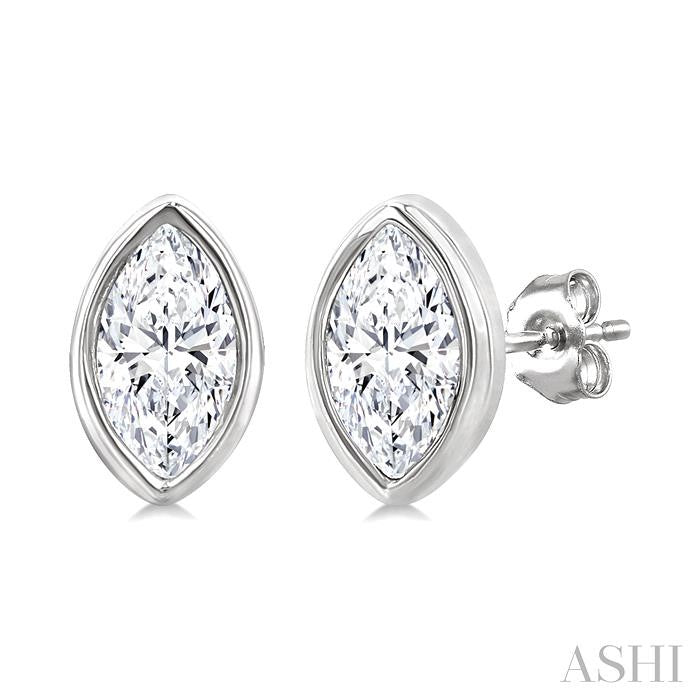 ASHI Marquise Shape Bezel Set Petite Diamond Fashion Earrings 649S7PPTGERWG-MQ
