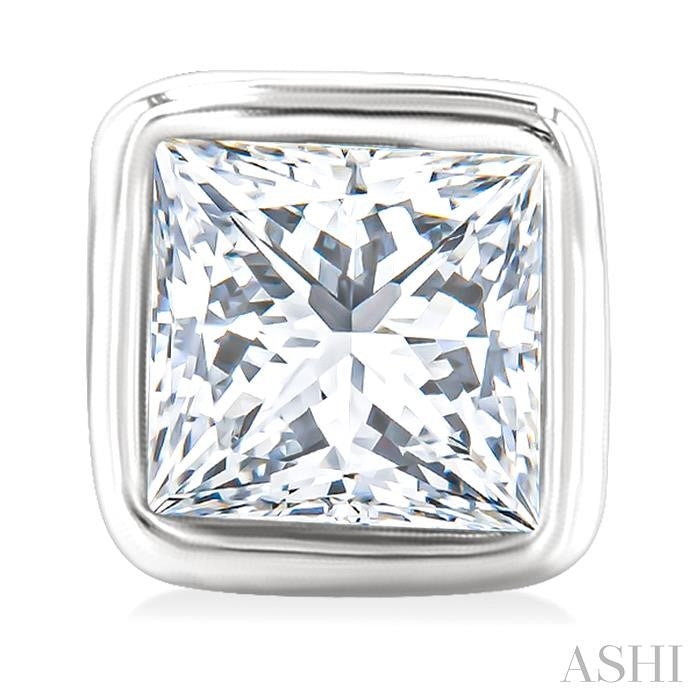 ASHI Princess Shape Bezel Set Petite Diamond Fashion Stud Earrings 649S7PPTGERWG-PRN