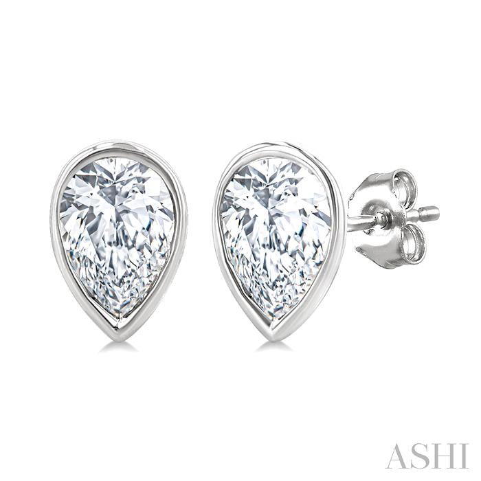 ASHI Pear Shape Bezel Set Petite Diamond Fashion Earrings 649S7PPTGERWG-PR
