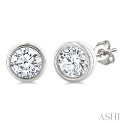 ASHI Round Shape Bezel Set Petite Diamond Fashion Earrings 649S7PPTGERWG-RD