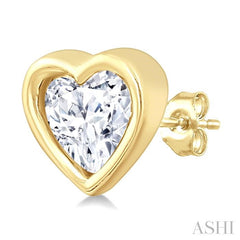 ASHI Heart Shape Bezel Set Petite Diamond Fashion Earrings 649S7PPTGERYG-HT