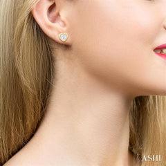 ASHI Heart Shape Bezel Set Petite Diamond Fashion Earrings 649S7PPTGERYG-HT
