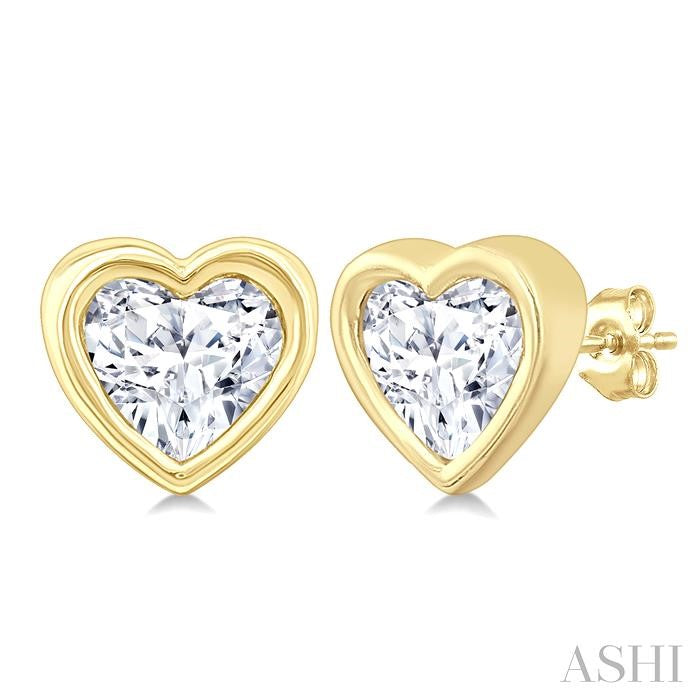 ASHI Heart Shape Bezel Set Petite Diamond Fashion Earrings 649S7PPTGERYG-HT