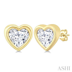 ASHI Heart Shape Bezel Set Petite Diamond Fashion Earrings 649S7PPTGERYG-HT