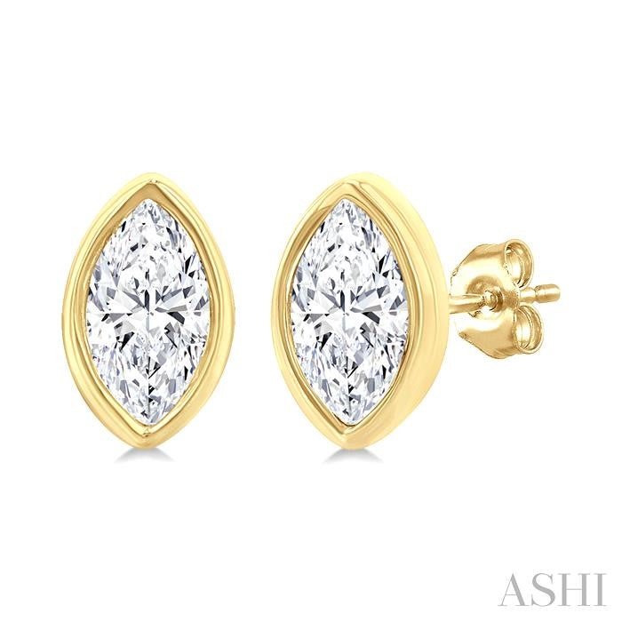ASHI Marquise Shape Bezel Set Petite Diamond Fashion Earrings 649S7PPTGERYG-MQ