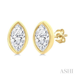 ASHI Marquise Shape Bezel Set Petite Diamond Fashion Earrings 649S7PPTGERYG-MQ