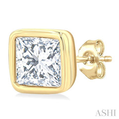 ASHI Princess Shape Bezel Set Petite Diamond Fashion Stud Earrings 649S7PPTGERYG-PRN