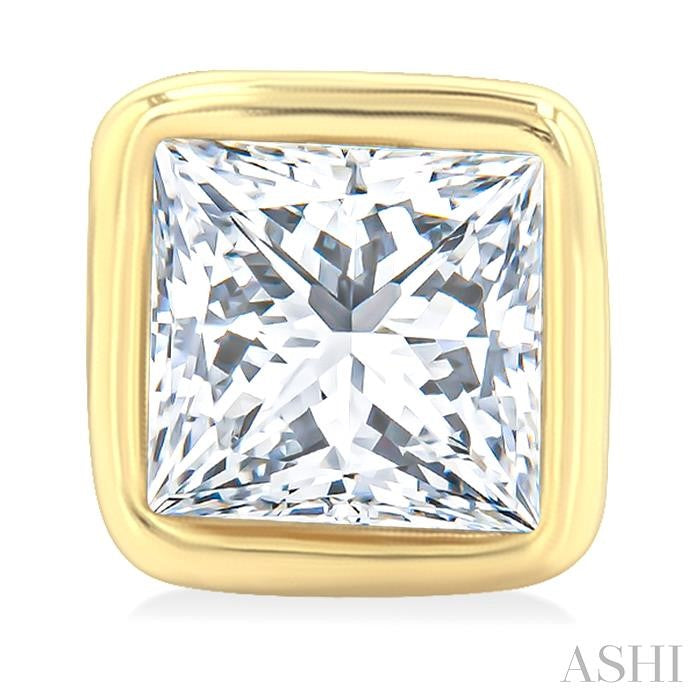ASHI Princess Shape Bezel Set Petite Diamond Fashion Stud Earrings 649S7PPTGERYG-PRN