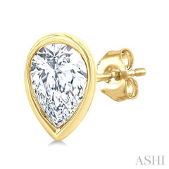 ASHI Pear Shape Bezel Set Petite Diamond Fashion Earrings 649S7PPTGERYG-PR